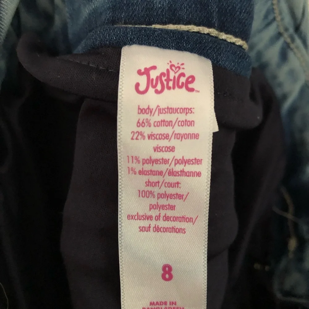 Justice Light Blue Denim Short Overalls